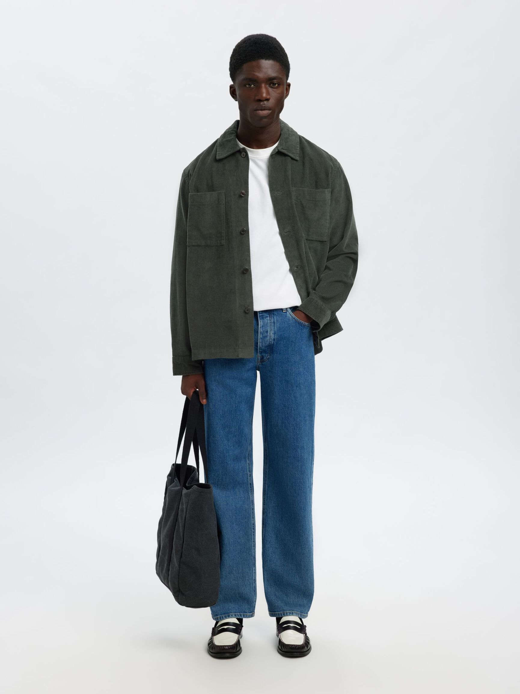 CORDUROY OVERSHIRT, Deep Forest, highres