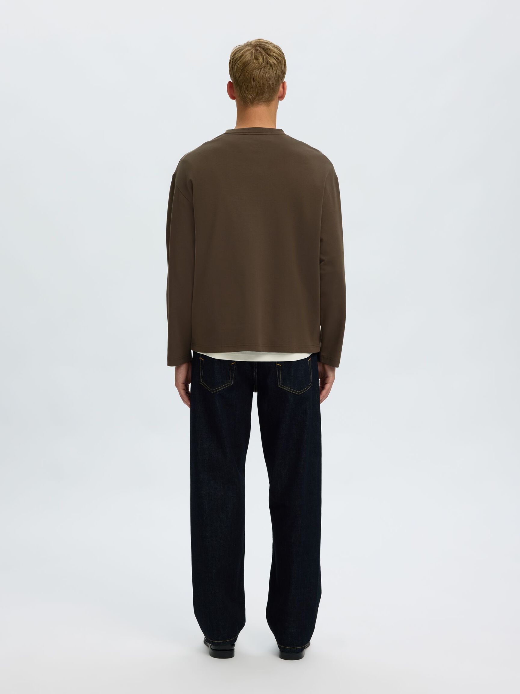 ORGANIC COTTON LONG-SLEEVED T-SHIRT, Turkish Coffee, highres