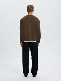 ORGANIC COTTON LONG-SLEEVED T-SHIRT, Turkish Coffee, highres