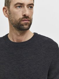 CREW NECK KNITTED PULLOVER, Peat, highres