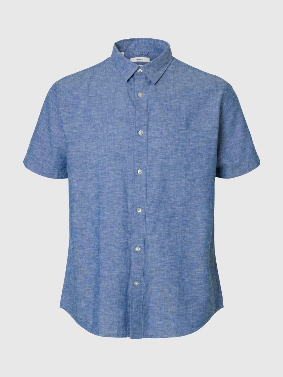 Selected KLASSIEKE OVERHEMD MET KORTE MOUWEN, Medium Blue Denim, highres - 16092495_MediumBlueDenim_001.jpg