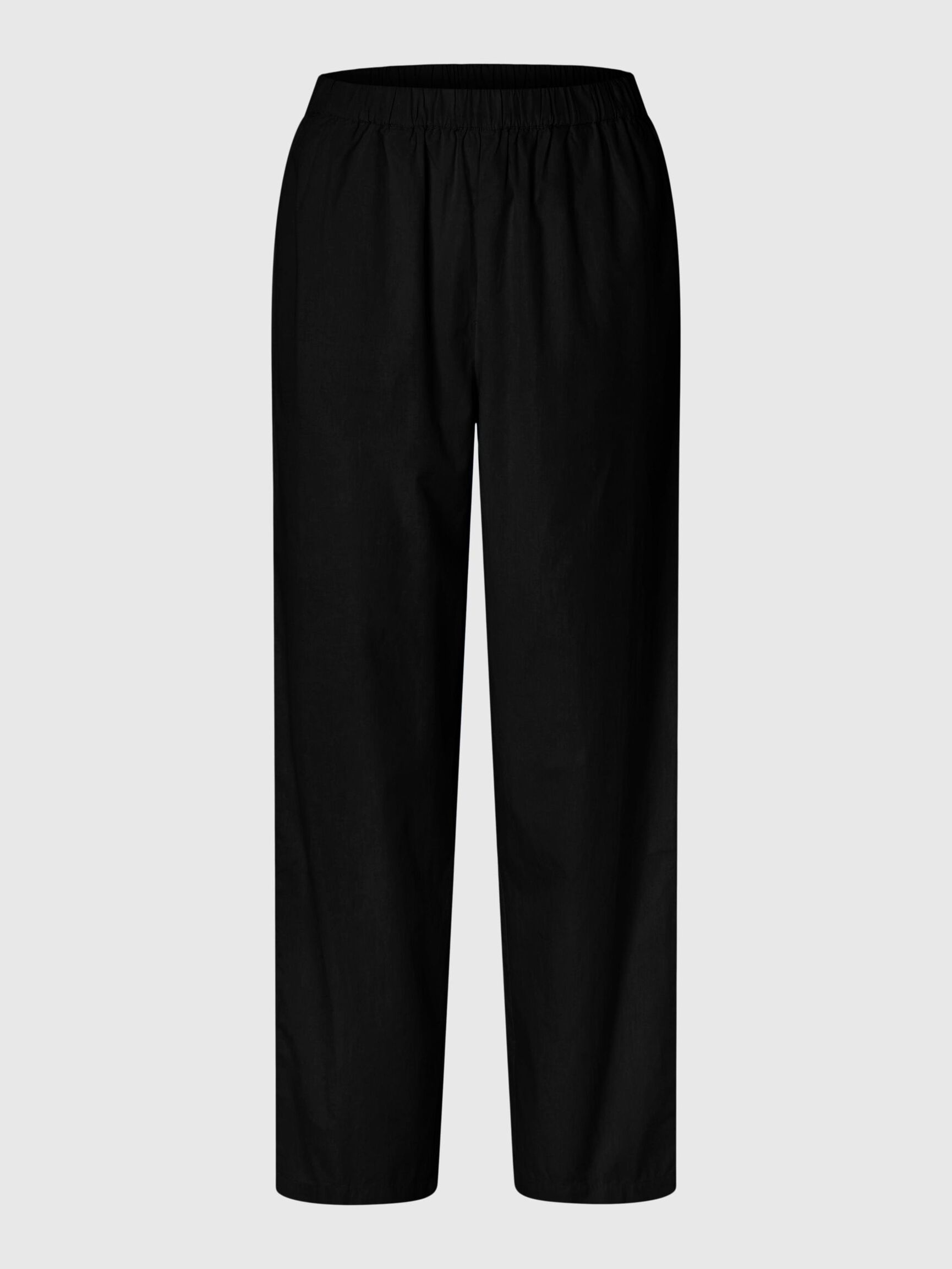 BOMULD HØJTALJEDE BUKSER, Black, highres