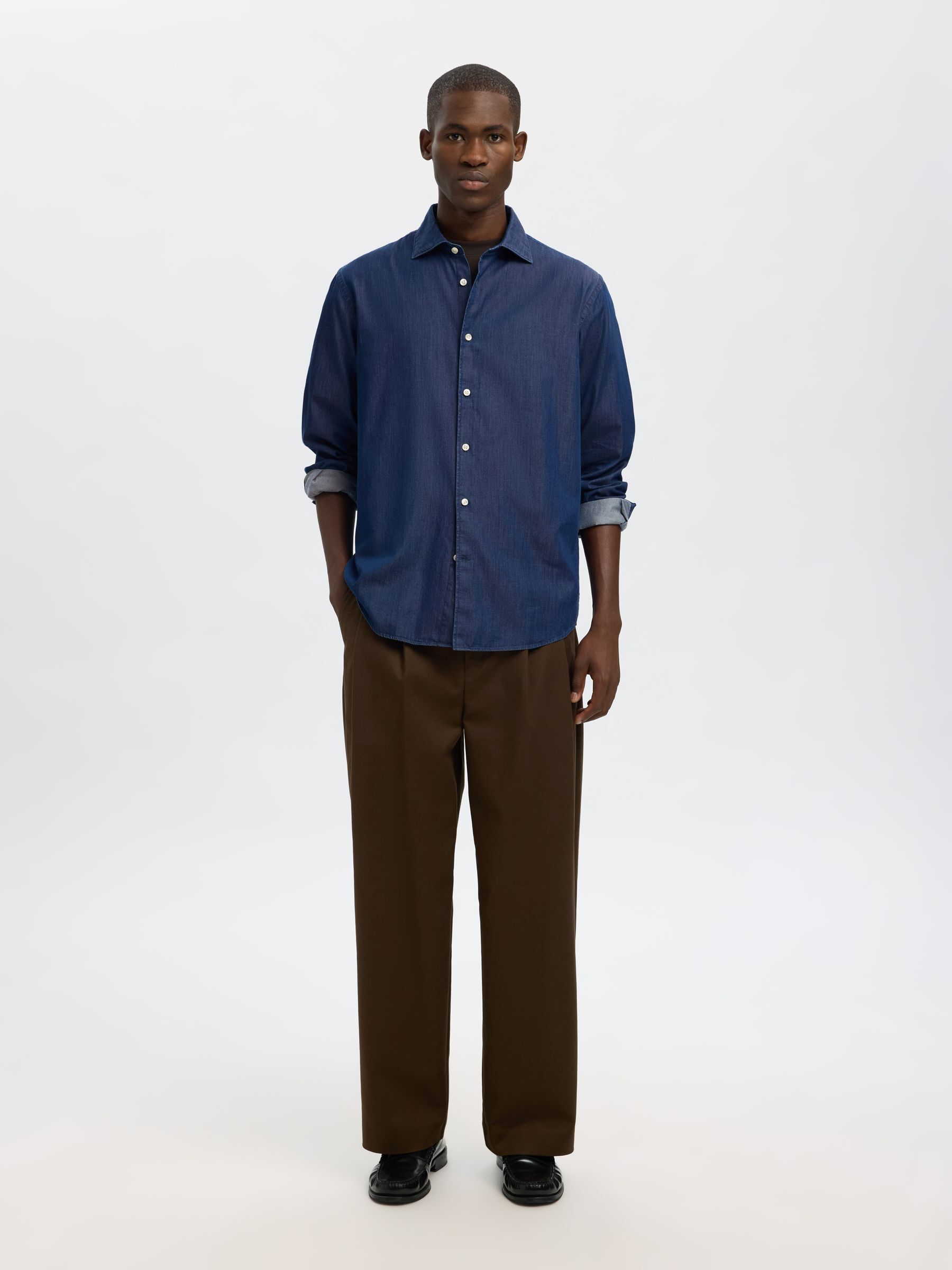 REGULAR FIT JEANSHEMD, Dark Blue Denim, highres