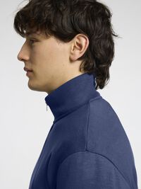 VISCOSE BLEND HALF ZIP SWEATSHIRT, Oceana, highres