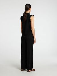 SLEEVELESS RUFFLE DETAIL TOP, Black, highres