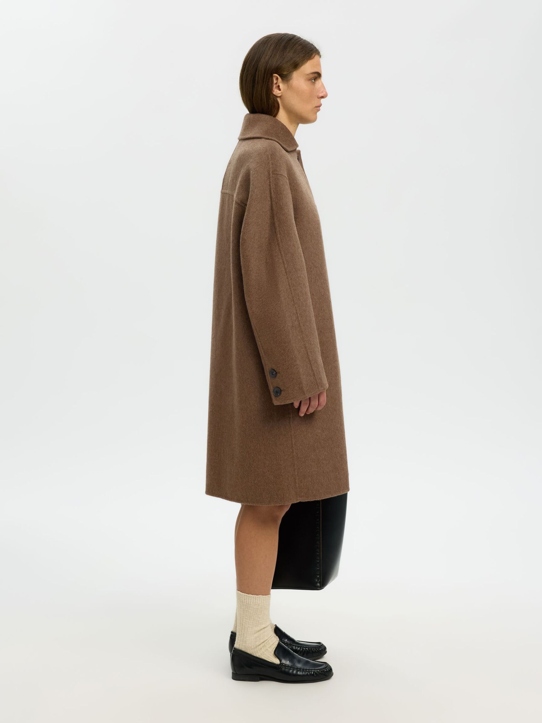 WOOL BLEND COAT, Chocolate Chip, highres
