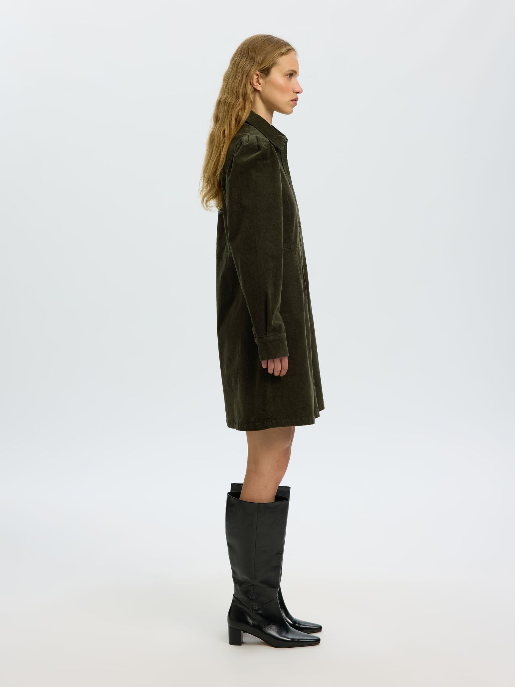 COTTON CORDUROY MINI DRESS, Deep Depths, highres
