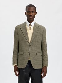 CHECKED SINGLE-BREASTED BLAZER, Oatmeal, highres