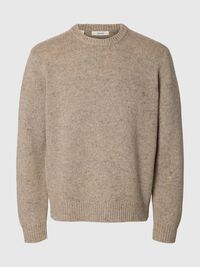 WOOL BLEND RELAXED FIT JUMPER, Oatmeal, highres