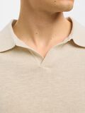 Selected SHORT SLEEVED KNITTED POLO SHIRT, Oatmeal, highres - 16096197_Oatmeal_006.jpg