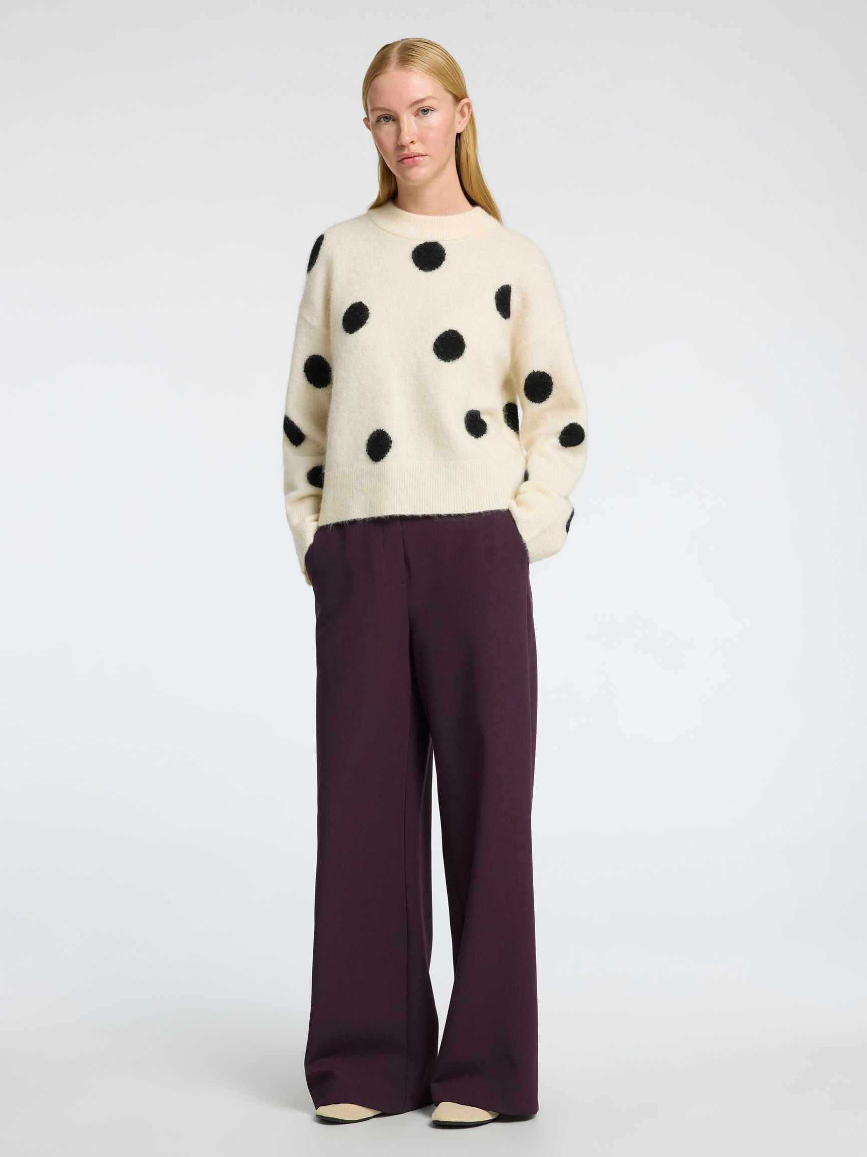 POLKADOT SWEATER, Birch, highres