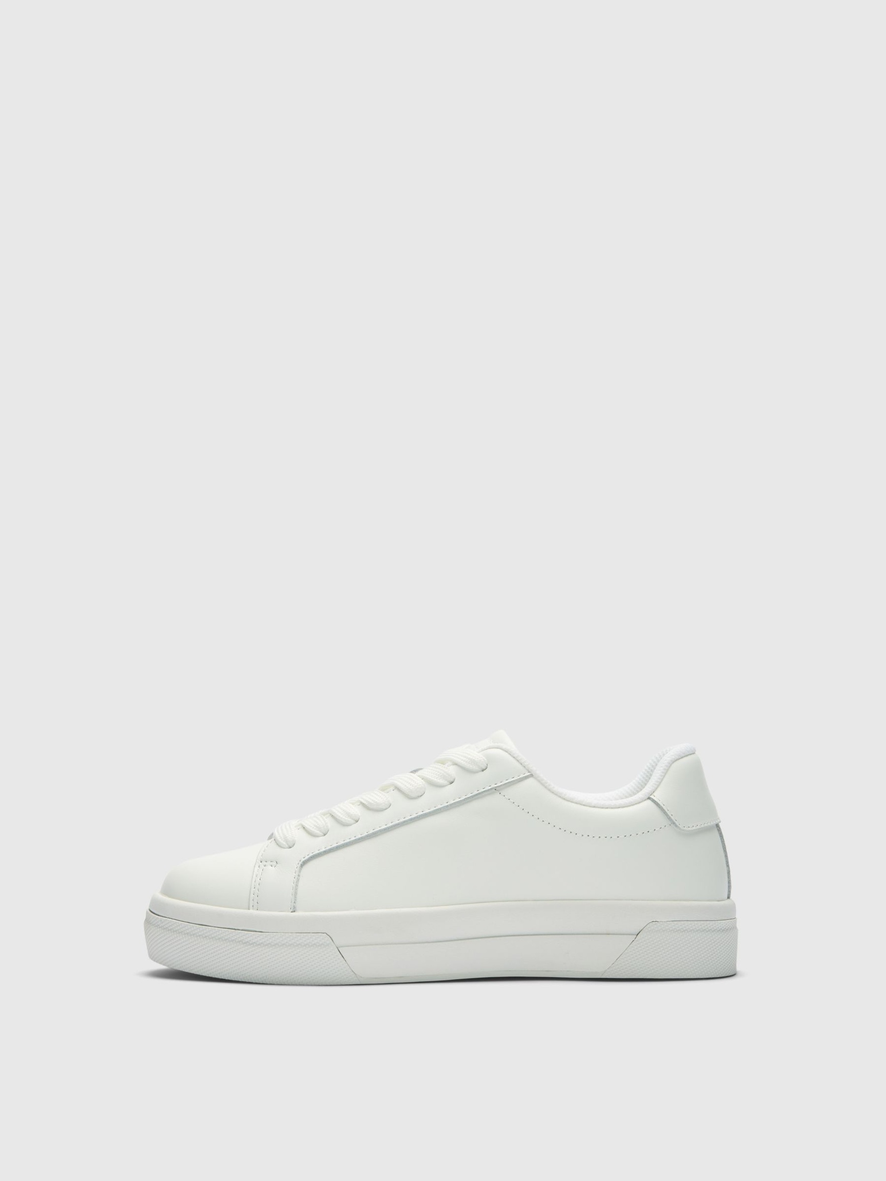 LACE UP LEATHER TRAINERS, White, highres