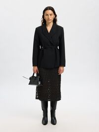 JACQUARD MIDI SKIRT, Black, highres