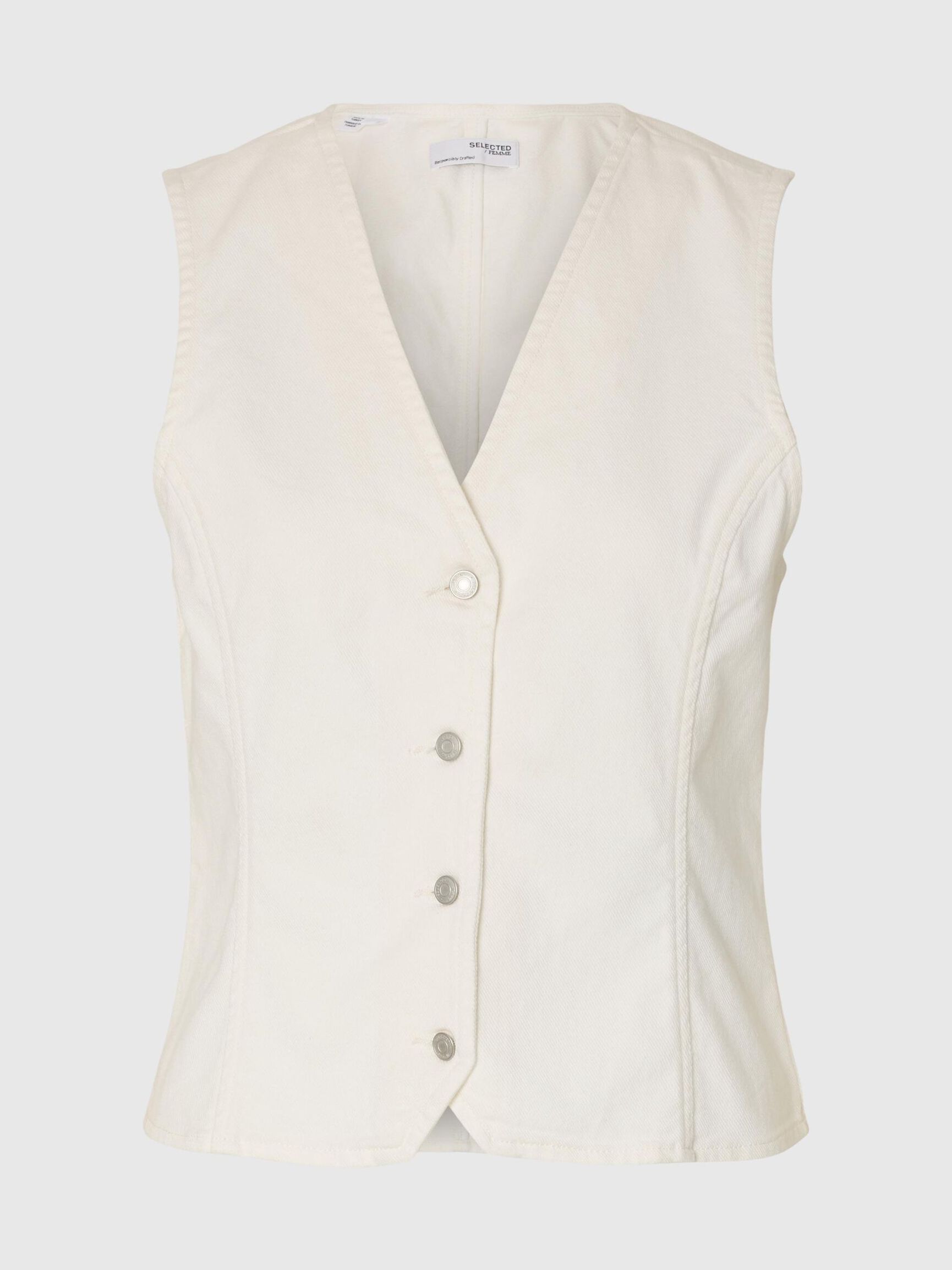 DENIM GILET, Snow White, highres