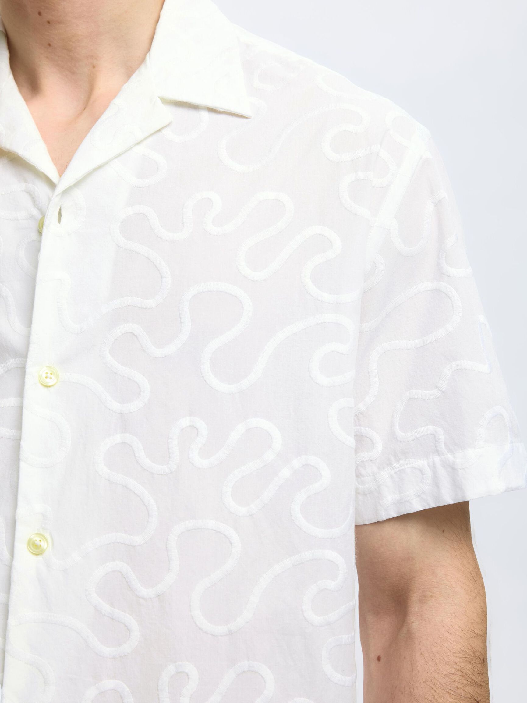 BORDADO CAMISA DE MANGA CORTA, Bright White, highres
