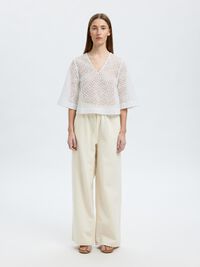 BRODERIE ANGLAISE CROPPED TOP, Bright White, highres