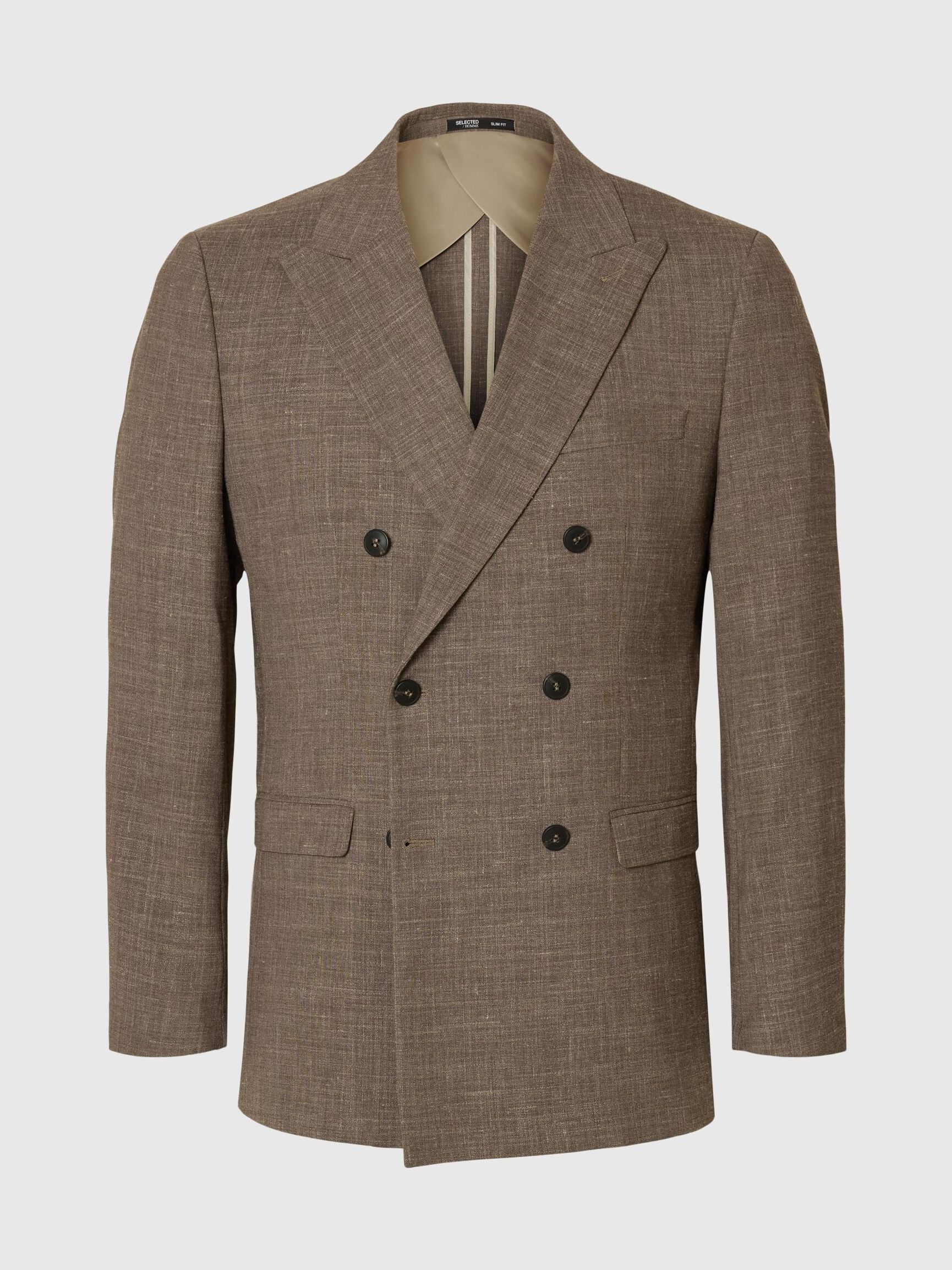 SLIM FIT ZWEIREIHIGER BLAZER, Dark Sand Melange, highres