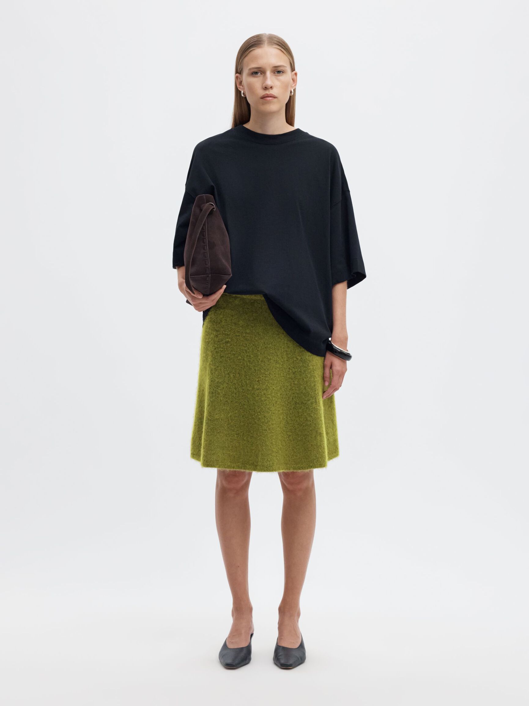 BRUSHED KNITTED SKIRT, Cardamom Seed, highres