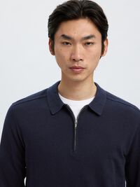 STRICK LANGARM-POLOSHIRT, Navy Blazer, highres