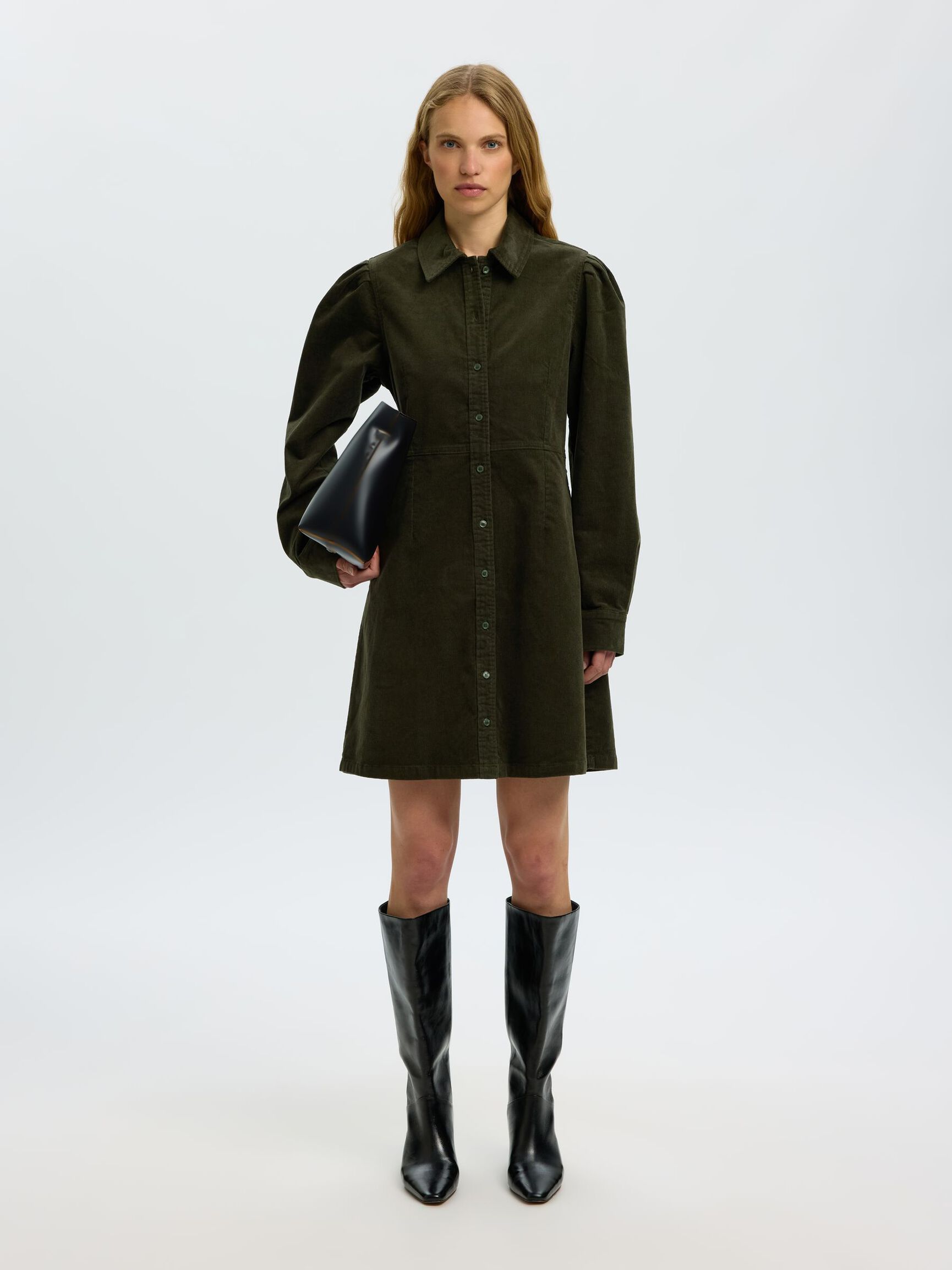 COTTON CORDUROY MINI DRESS, Deep Depths, highres