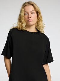 MAXI KLEID MIT KURZEN ÄRMELN, Black, highres