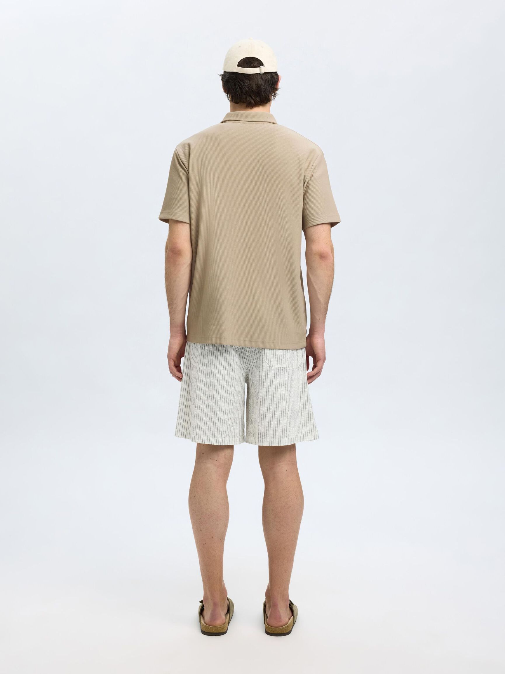 HALF ZIP PLISSE POLO SHIRT, Pure Cashmere, highres