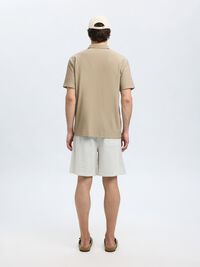 HALF-ZIP PLISSEE POLO SHIRT, Pure Cashmere, highres