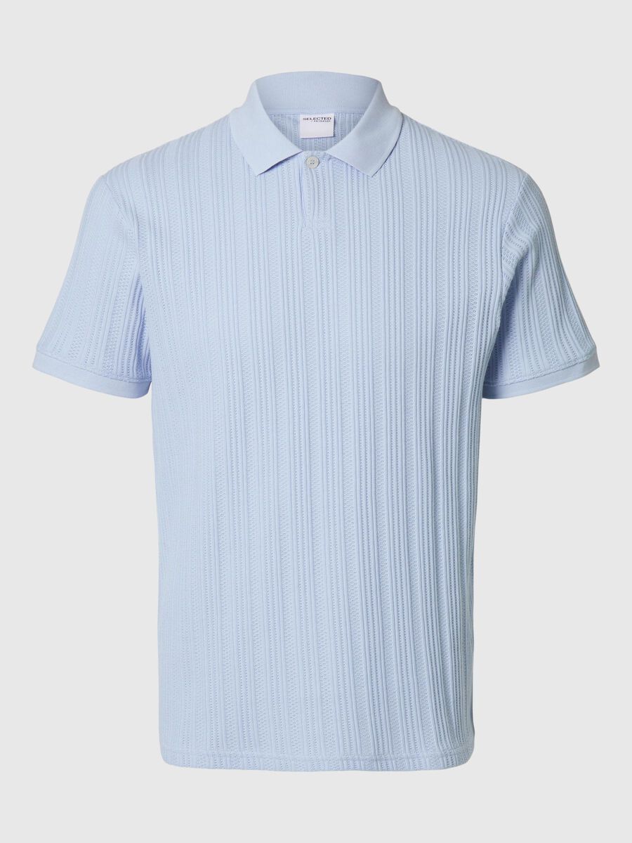 Selected SHORT-SLEEVED COTTON POLO SHIRT, Cashmere Blue, highres - 16092781_CashmereBlue_001.jpg