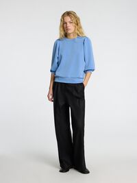 PUFF SLEEVE SWEATSHIRT, Cornflower Blue, highres