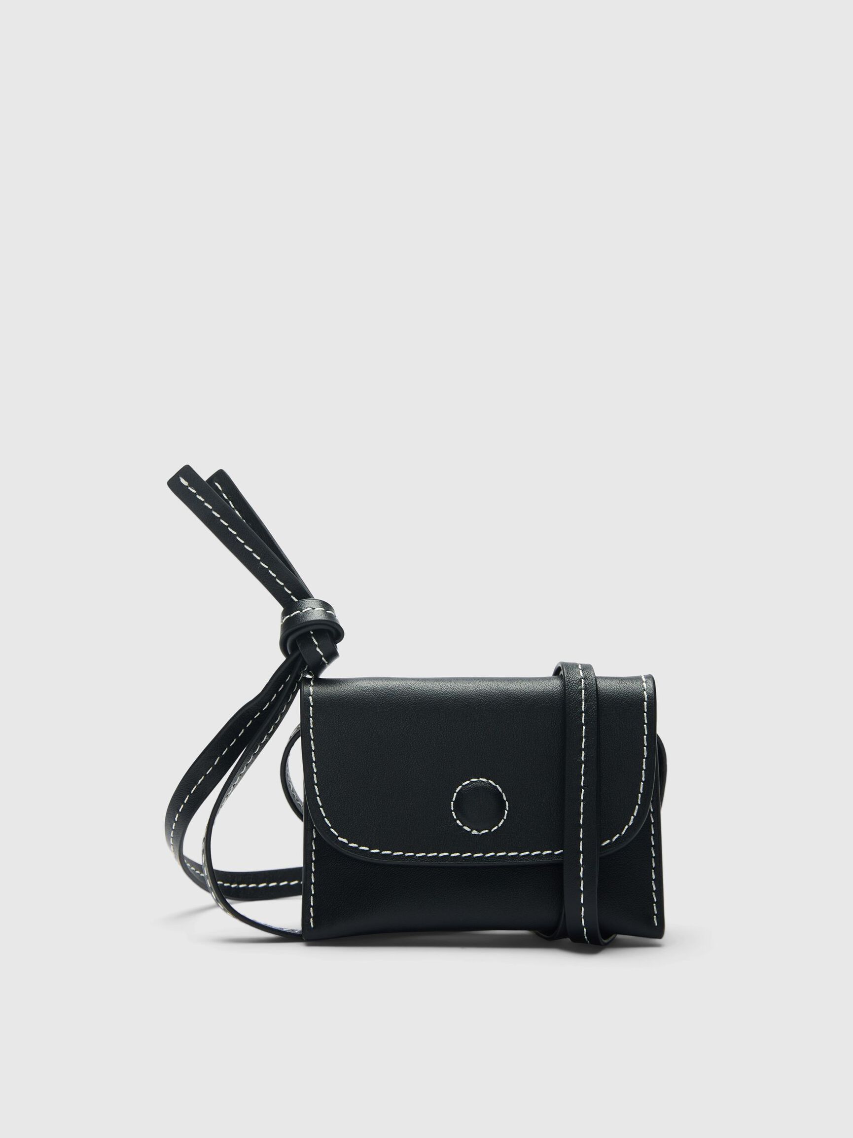 LEATHER BELT BAG, Black, highres