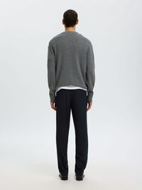 WOOL BLEND TAPERED TROUSERS, Dark Navy, highres