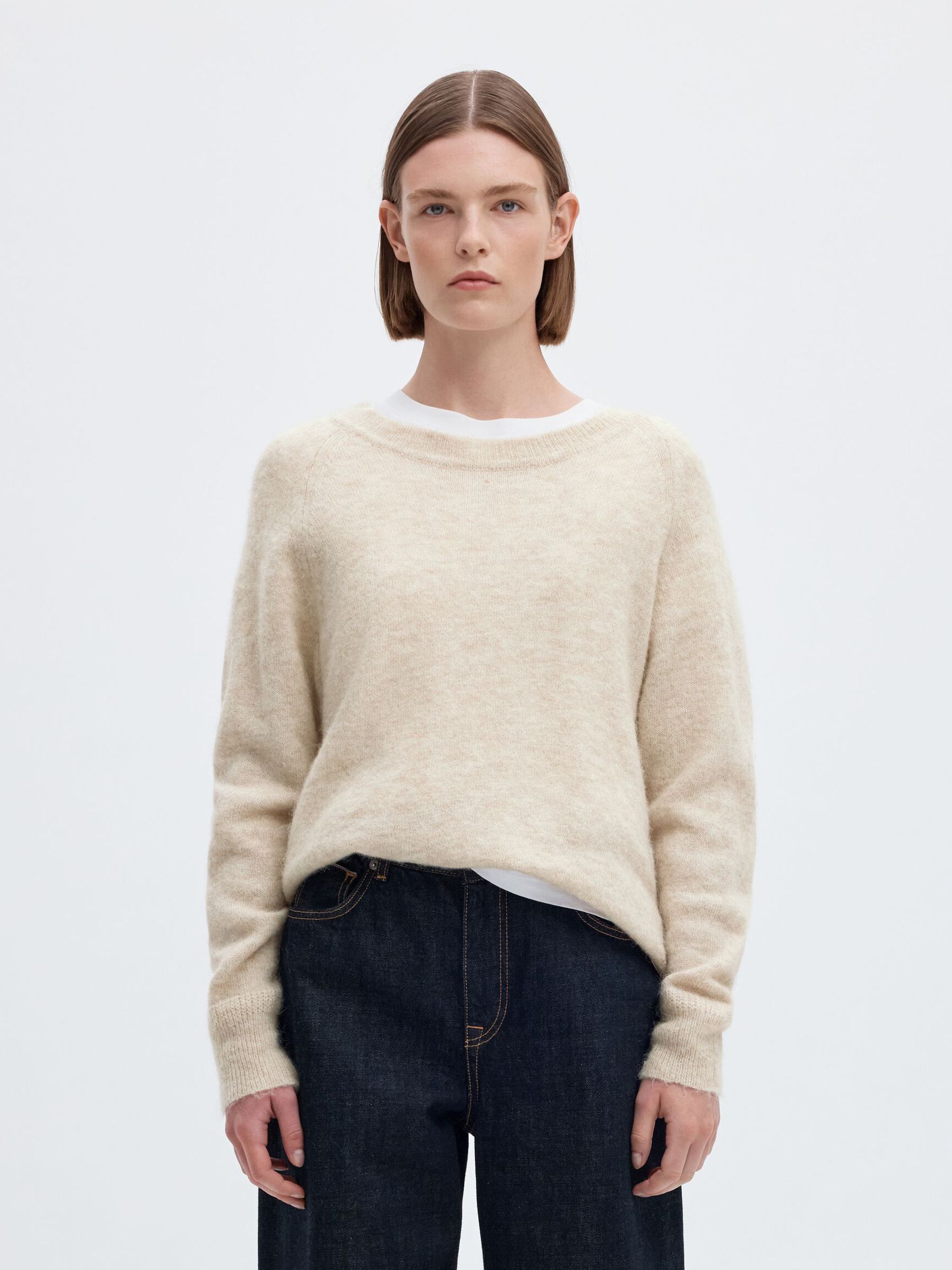 WOOL BLEND JUMPER, Birch, highres