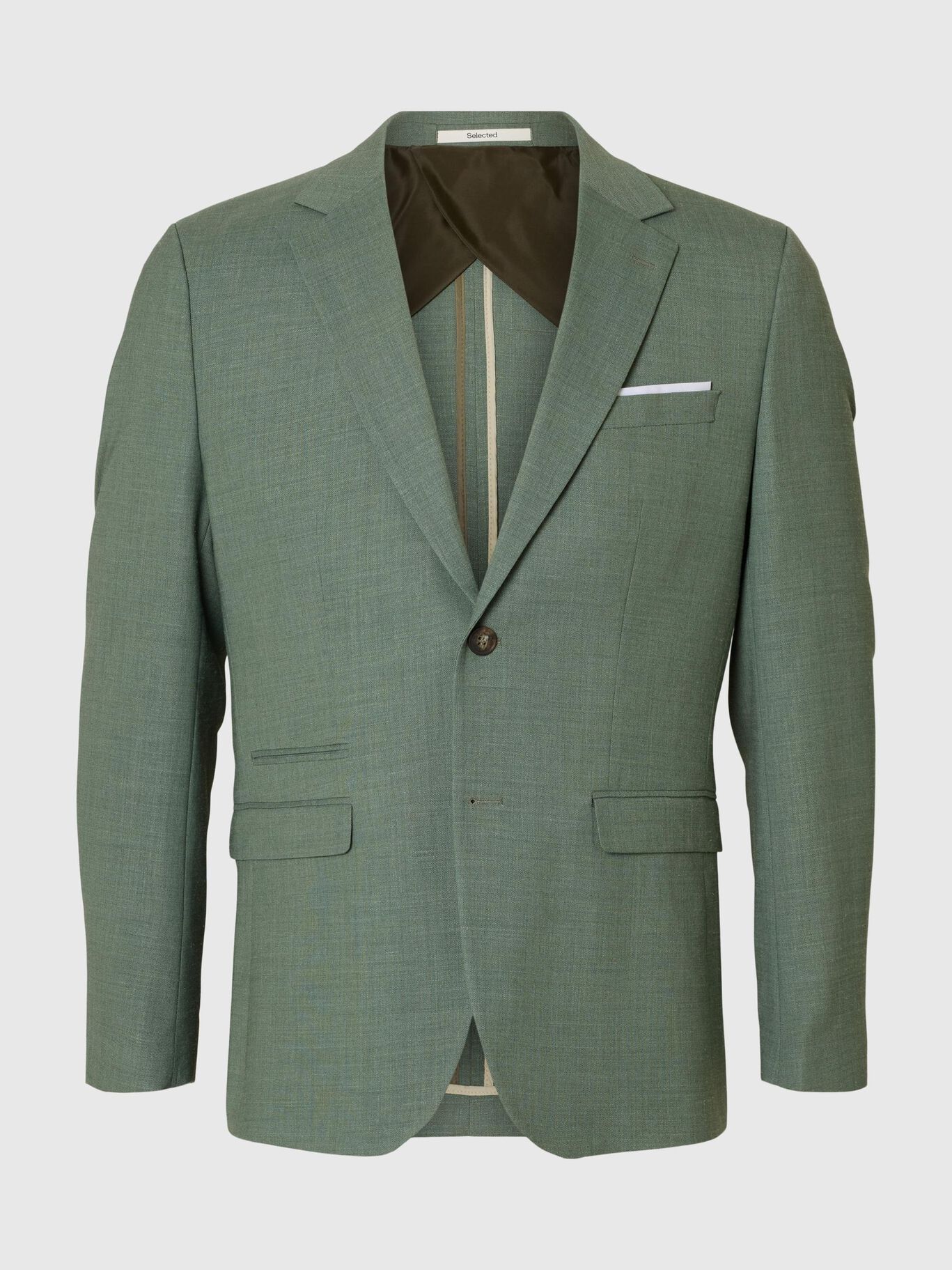 Men's Sea Green Slim Fit Single Breasted Notched Lapel Cotton Blazers main image 0