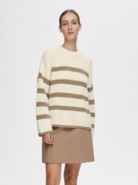 STRIPED KNITTED JUMPER, Snow White, highres