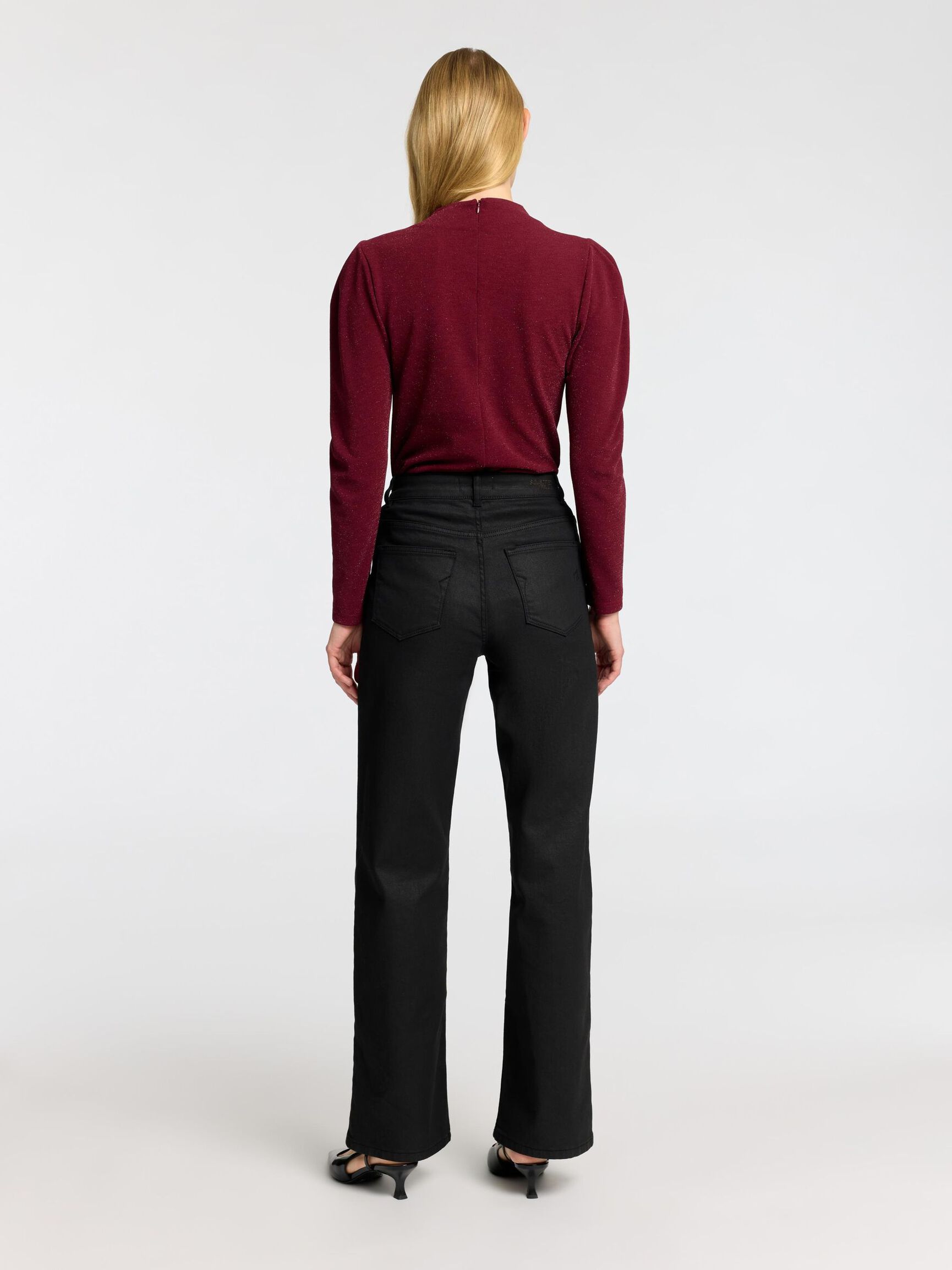 DRAPED LONG SLEEVED TOP, Zinfandel, highres