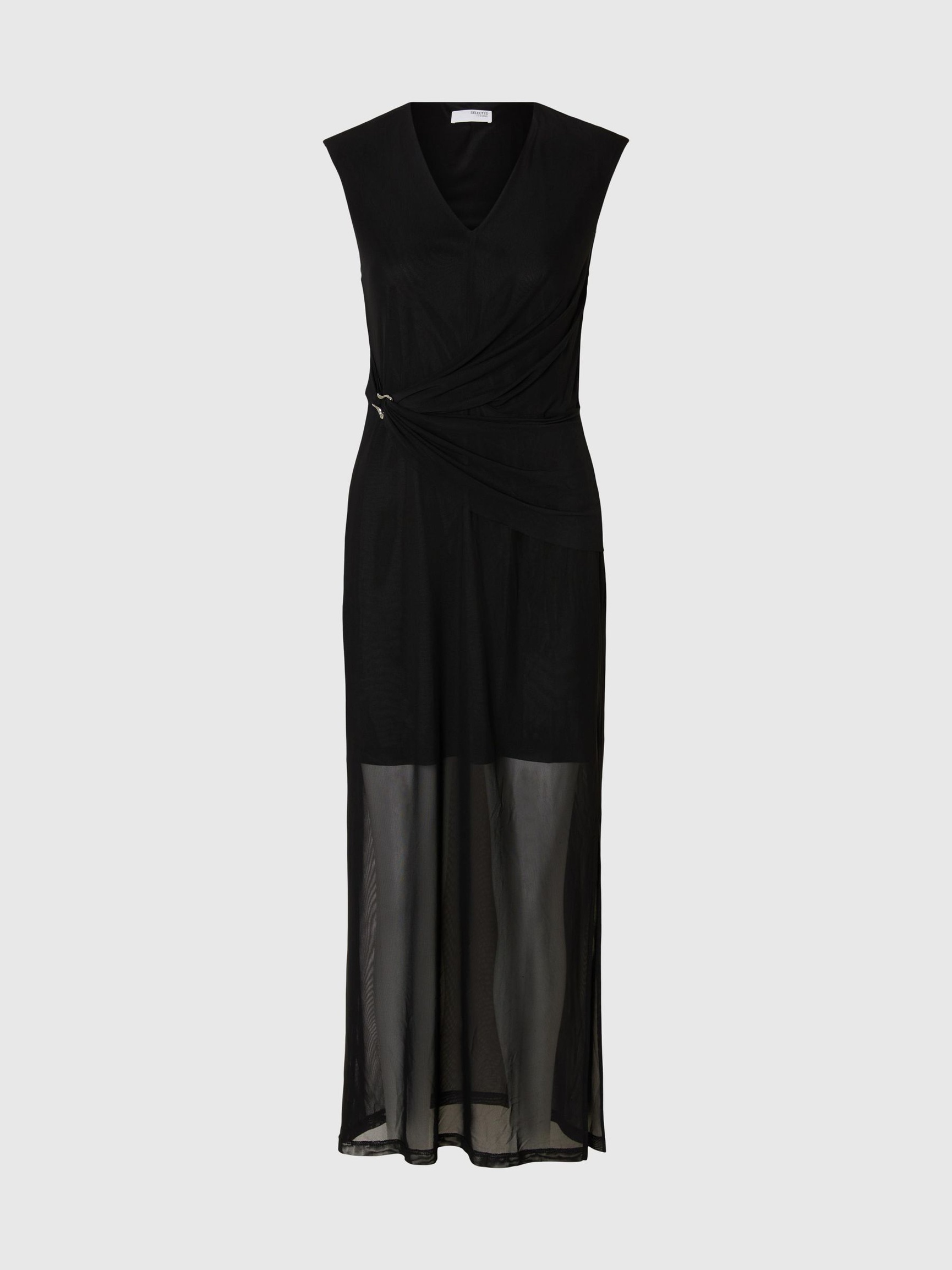 MESH MAXI DRESS, Black, highres