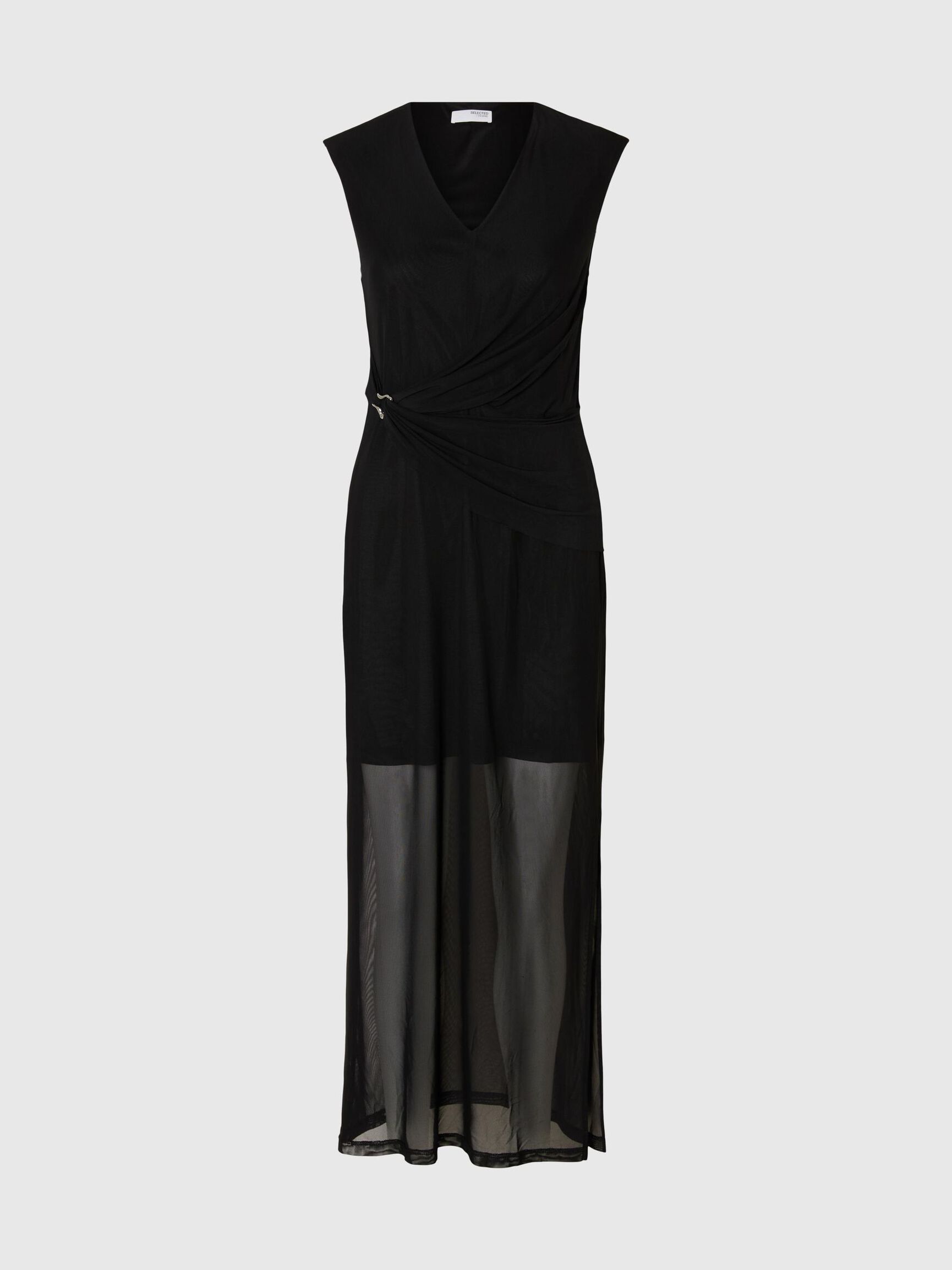 MESH MAXI JURK, Black, highres