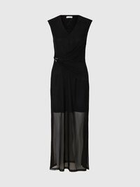 MESH MAXI JURK, Black, highres