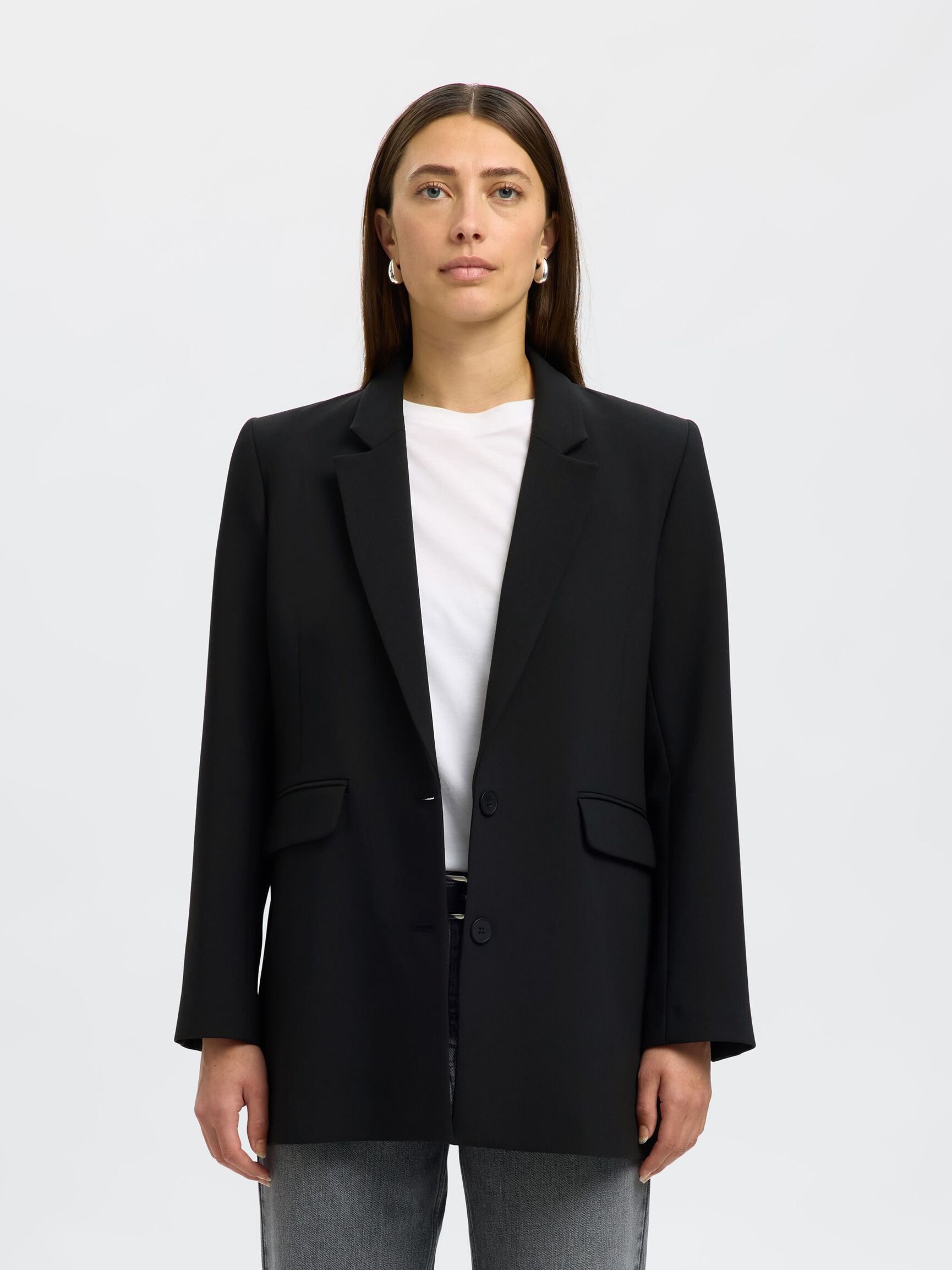 LANGE RELAXED FIT SINGLE-BREASTED BLAZER, Black, highres