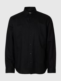 COUPE CLASSIQUE CHEMISE EN LIN MÉLANGÉ, Black, highres
