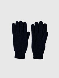 WOOL BLEND RIBBED GLOVES, Sky Captain, highres
