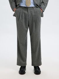 PINSTRIPE SUIT TROUSERS, Medium Grey Melange, highres