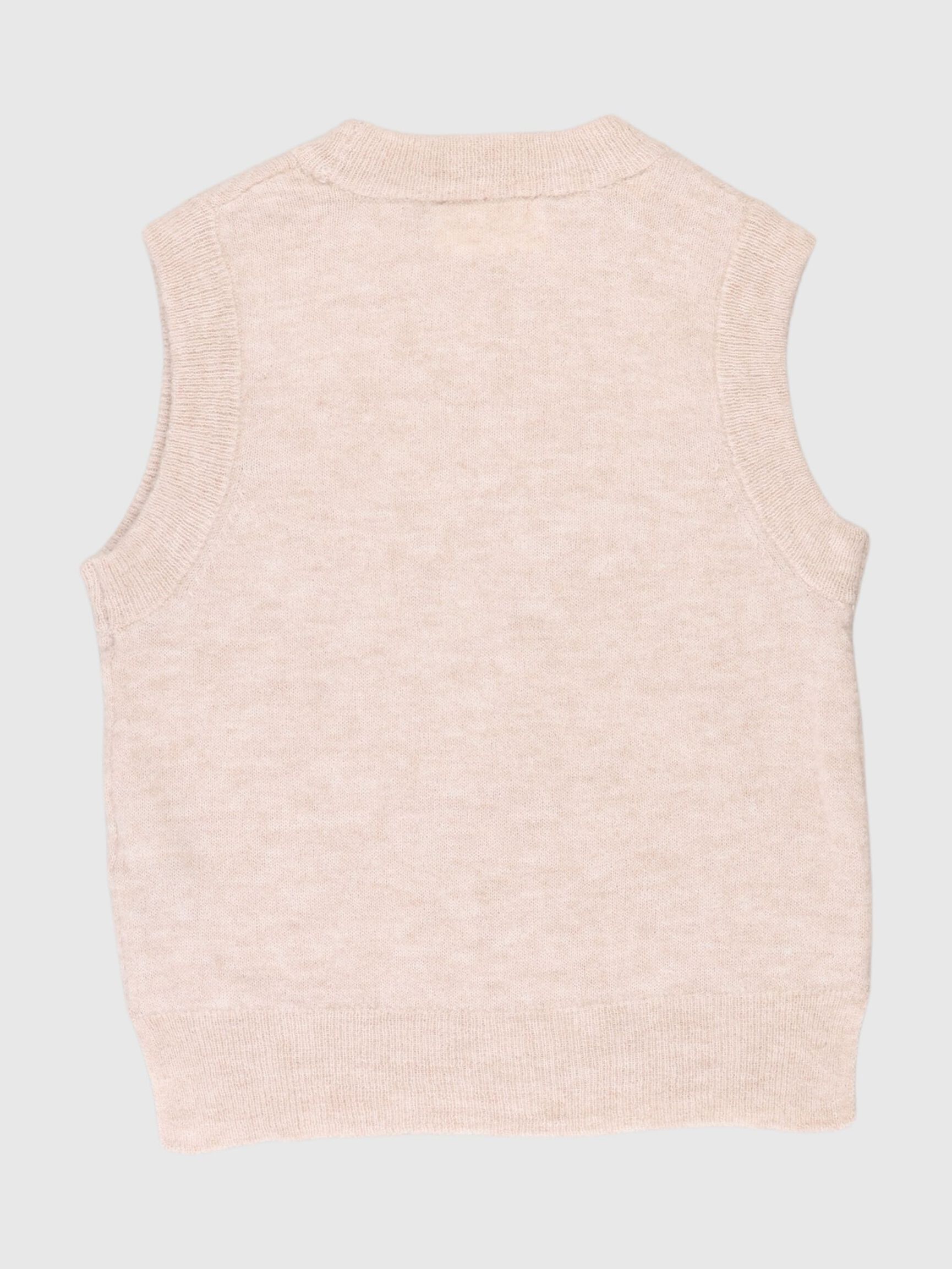 ROUND NECK KNITTED VEST, Black, highres