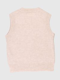 ROUND NECK KNITTED VEST, Black, highres