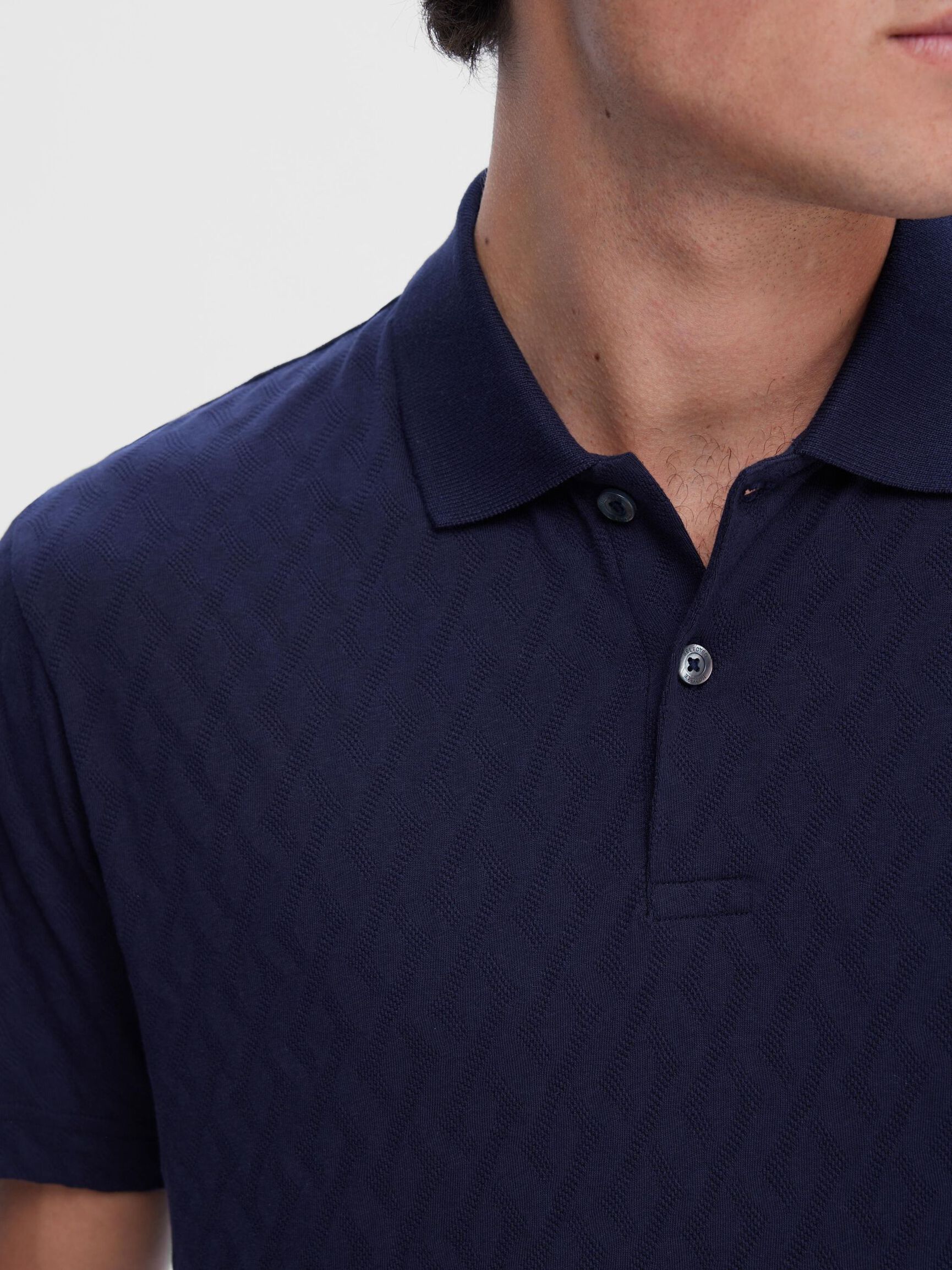 JACQUARD PRINT POLO SHIRT, Sky Captain, highres