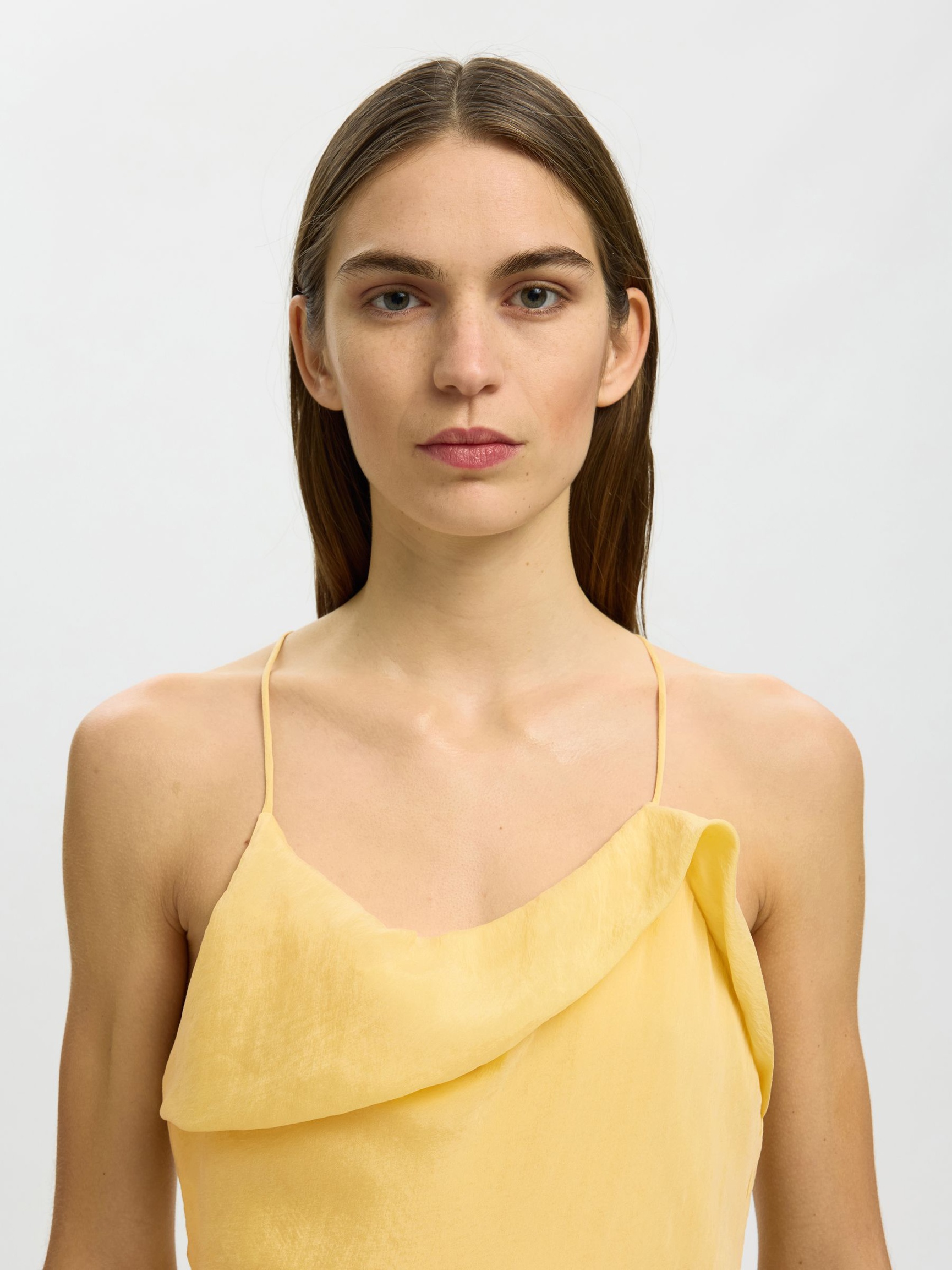 ÄRMELLOSES MAXI-SLIPKLEID, Straw, highres