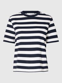 STRIPED BOXY FIT T-SHIRT, Dark Sapphire, highres