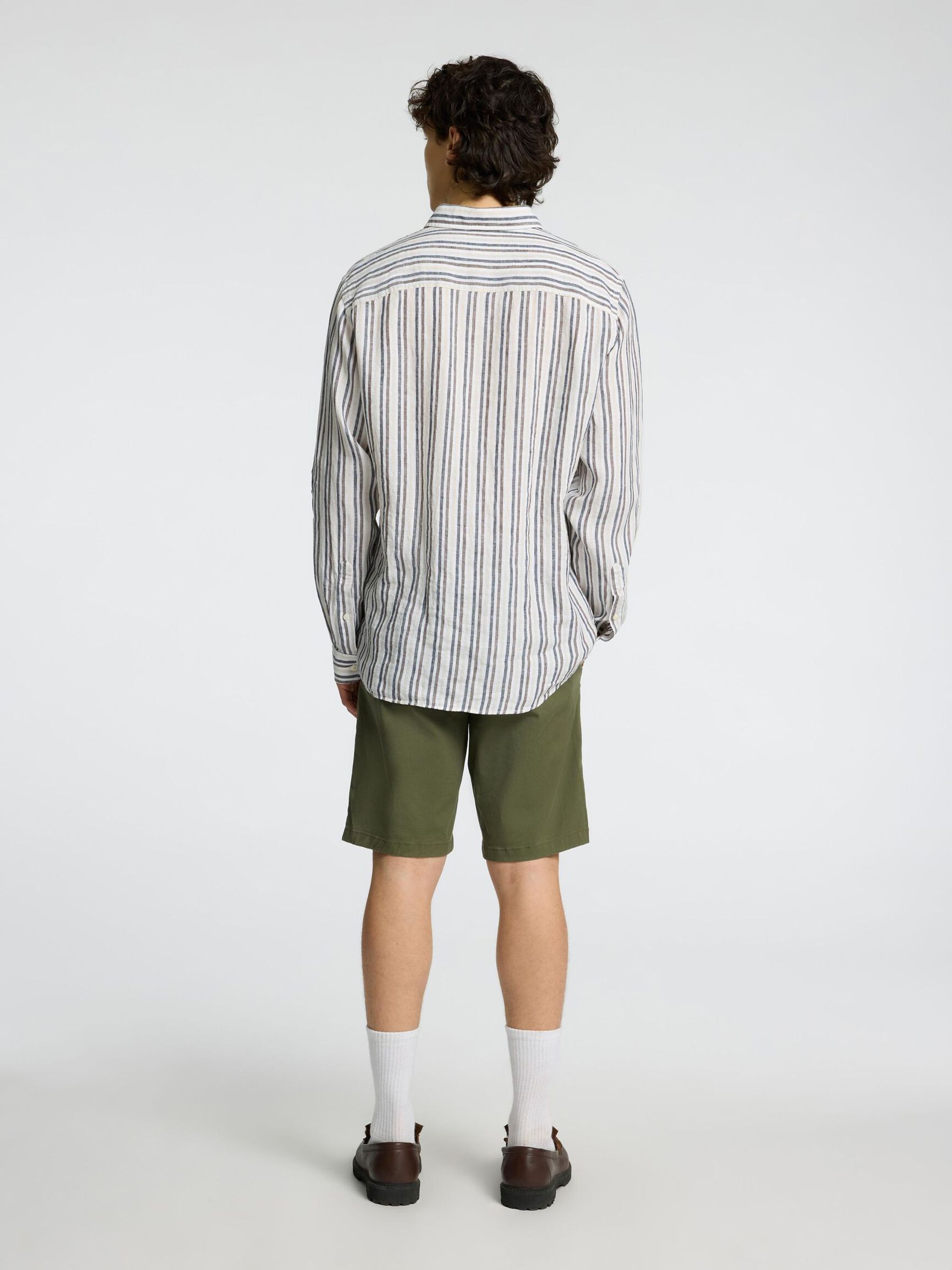 LONG SLEEVED LINEN SHIRT, Bright White, highres