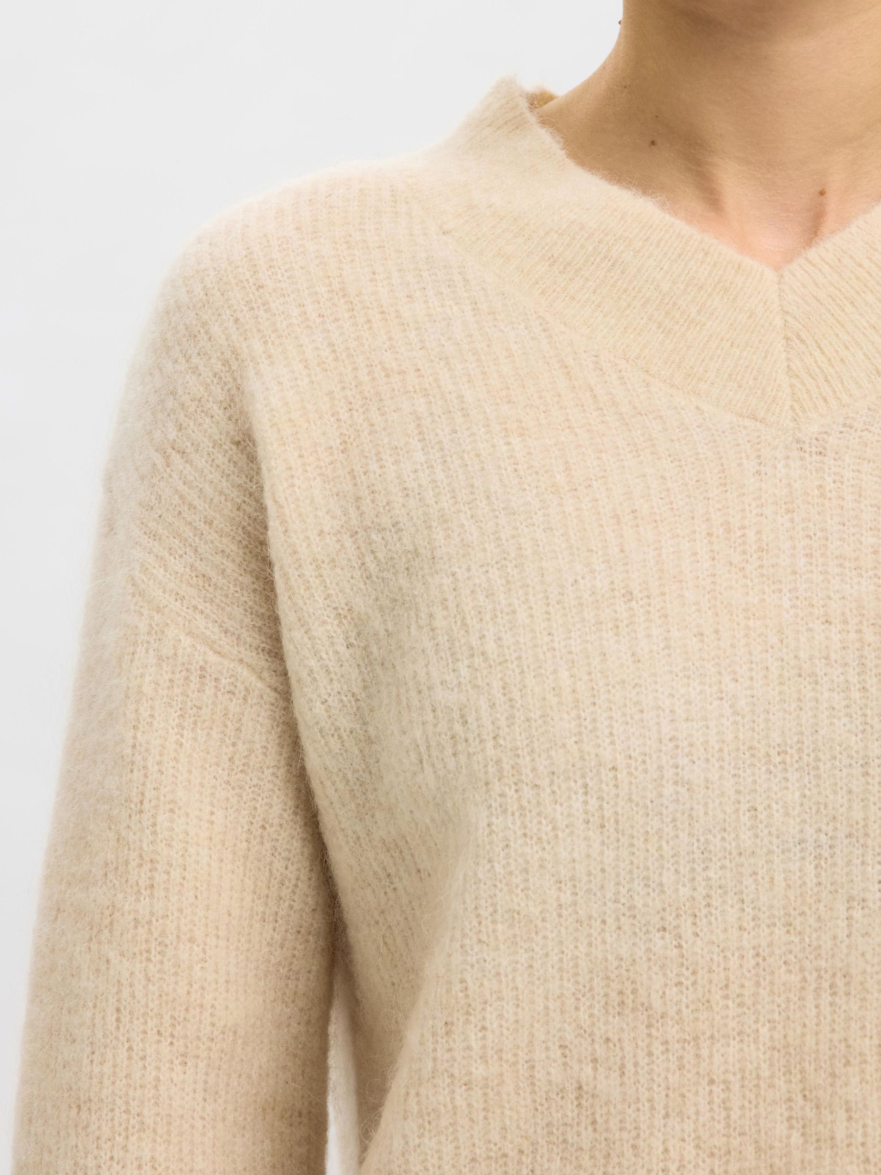 WOOL BLEND KNITTED PULLOVER, Birch, highres