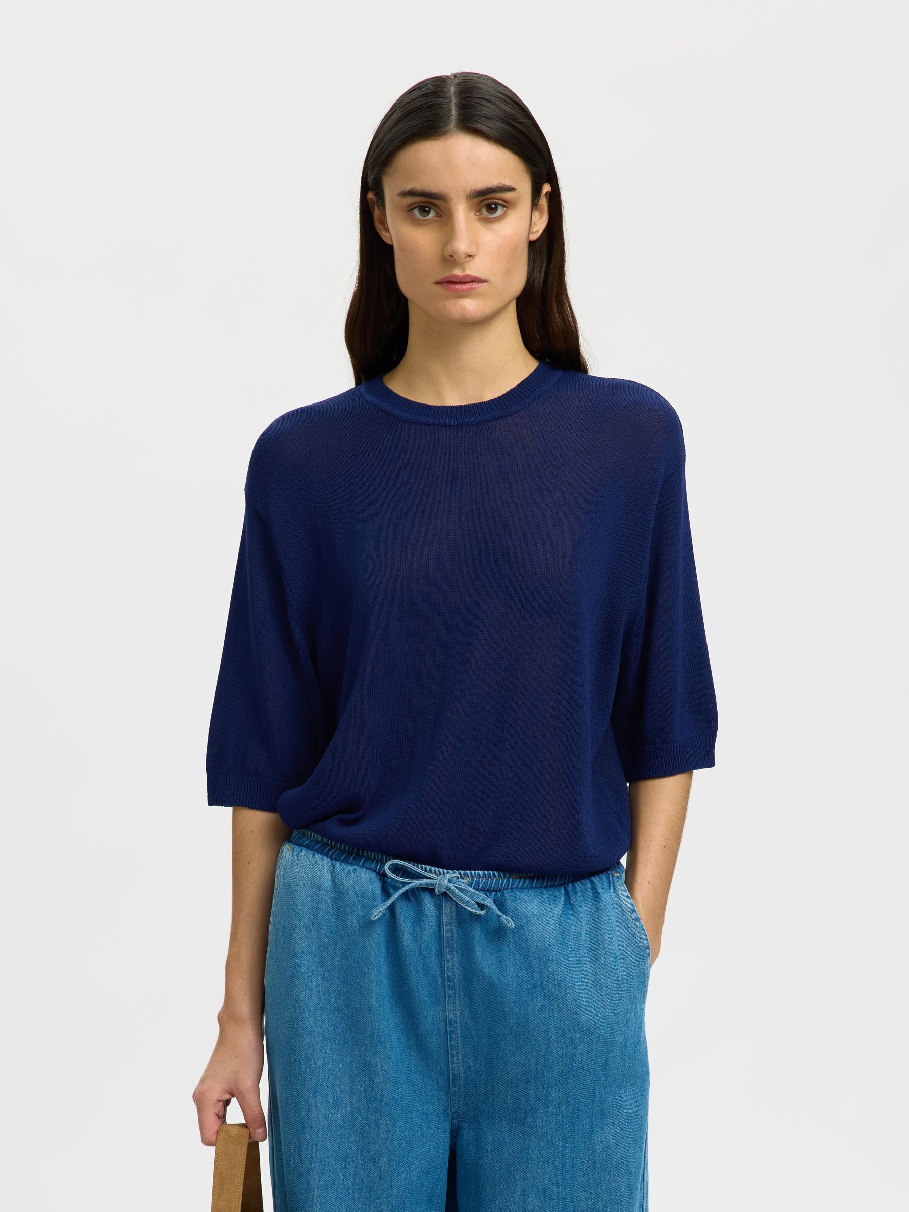 VISCOSE BLEND KNITTED TOP, Ocean Cavern, highres
